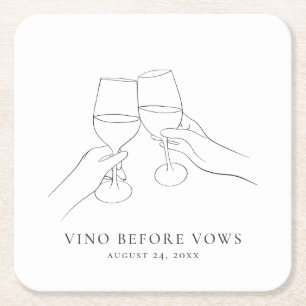 Vino voor geloften Chic Wine Vrijgezellenfeest Kartonnen Onderzetters