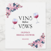 Vino voor geloften Elegant Bloemen Vrijgezellenfee Wijn Etiket (Enkel label)