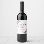 Vino voor geloften Elegant Bloemen Vrijgezellenfee Wijn Etiket (Voorkant)