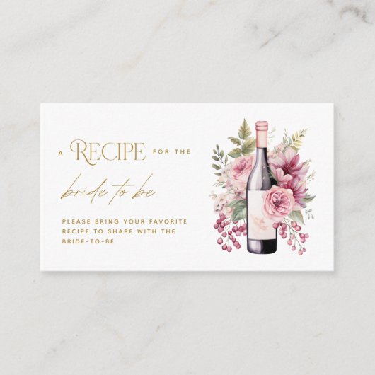 Vino voor geloften Elegant Recept Kaart Vrijgezell (Voorkant)