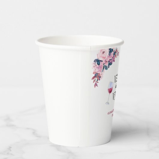 Vino voor geloften Floral Winery Vrijgezellenfeest Papieren Bekers (Rechts)