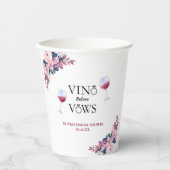 Vino voor geloften Floral Winery Vrijgezellenfeest Papieren Bekers (Voorkant)