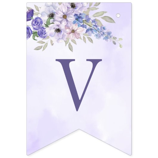 Vino voor geloften Paarse Bloemen Vrijgezellenfees Vlaggetjes (Eerste vlag)