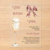 Vino voor geloften roze boog helder Vrijgezellenfe Acryl Uitnodigingen (Voorkant)