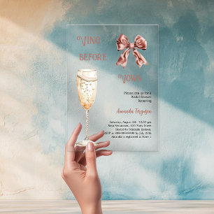 Vino voor geloften roze boog helder Vrijgezellenfe Acryl Uitnodigingen