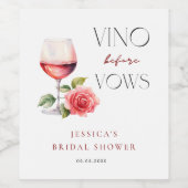 Vino voor geloften roze wijn thema Vrijgezellenfee Wijn Etiket (Enkel label)