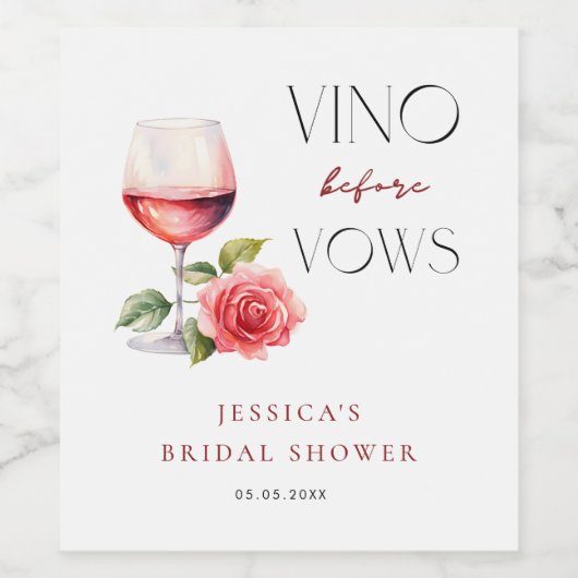 Vino voor geloften roze wijn thema Vrijgezellenfee Wijn Etiket (Enkel label)