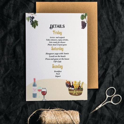 Vino voor geloften Uitnodiging vrijgezellenweekend