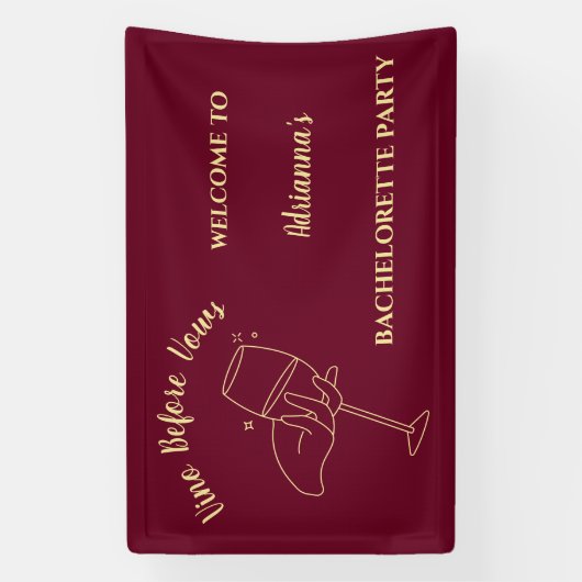 Vino voor geloften wijn bachelorette weekend spandoek (Verticaal)