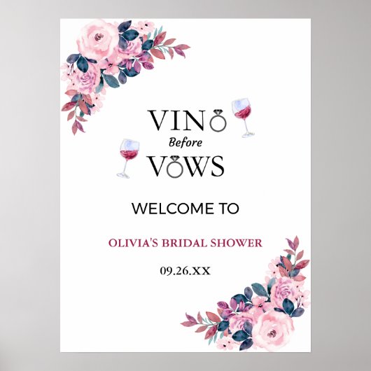 Vino voor geloften wijn Vrijgezellenfeest welkomst Poster (Voorkant)