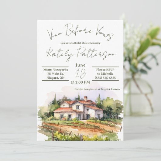 Vino voor geloften, wijngaard Vrijgezellenfeest Kaart (Staand voorkant)