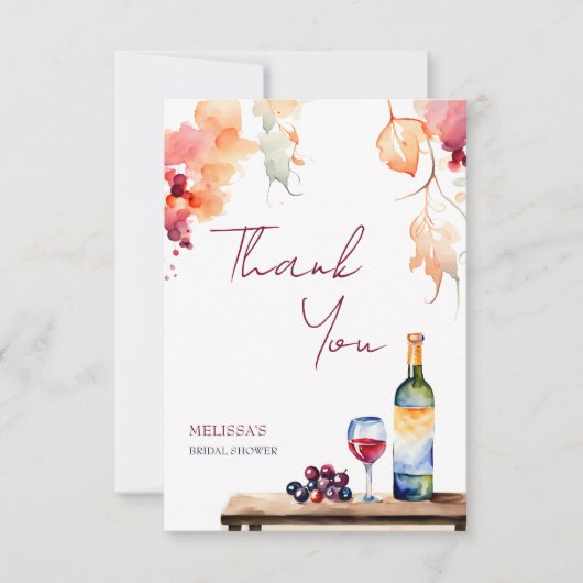 Vino voor geloften wijnmakerij bruidsfeest bedankkaart (Voorkant)