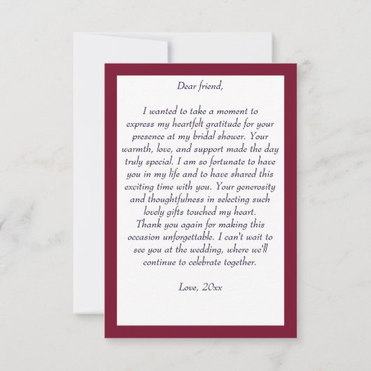 Vino voor geloften wijnmakerij bruidsfeest bedankkaart (Achterkant)