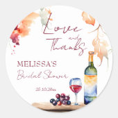 Vino voor geloften wijnmakerij bruidsfeest favorie ronde sticker (Voorkant)