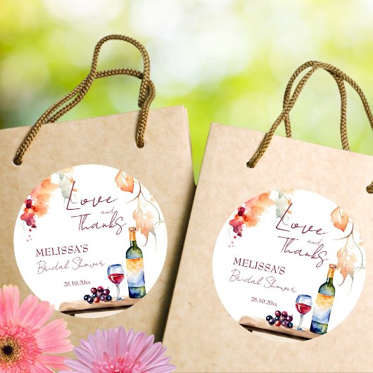 Vino voor geloften wijnmakerij bruidsfeest favorie ronde sticker