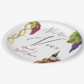 Vino voor geloften wijnmakerij Vrijgezellenfeest d Papieren Bordje (Gekanteld)