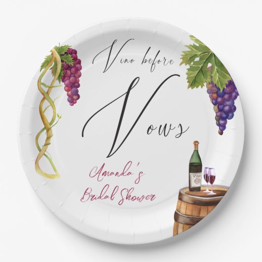 Vino voor geloften wijnmakerij Vrijgezellenfeest d Papieren Bordje (Voorkant)