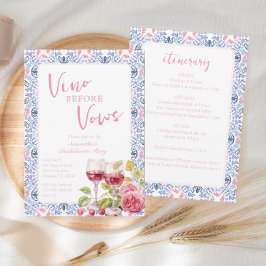 Vino voor geloften wijnproeverij bachelorette kaart