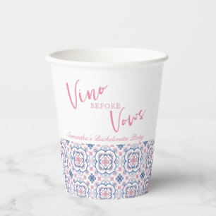 Vino voor geloften wijnproeverij bachelorette papieren bekers