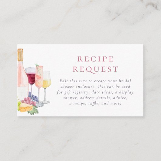 Vino voor geloften wijnproeverij Vrijgezellenfeest Informatiekaartje (Voorkant)