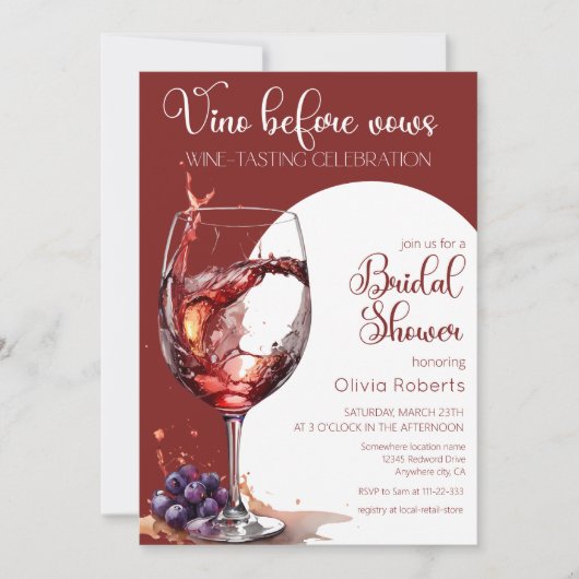 Vino voor geloften Wijnproeverij Vrijgezellenfeest Kaart (Voorkant)