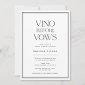 Vino voor geloften zwart & wit Vrijgezellenfeest Kaart (Voorkant)