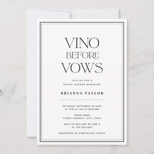 Vino voor geloften zwart & wit Vrijgezellenfeest Kaart (Voorkant)