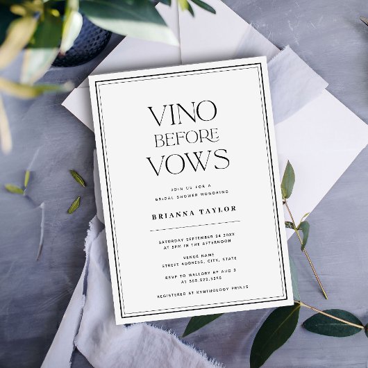 Vino voor geloften zwart & wit Vrijgezellenfeest Kaart