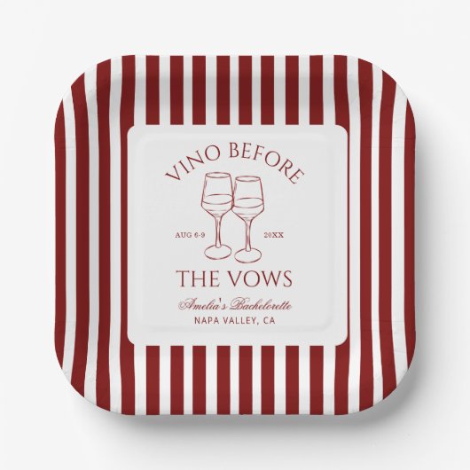 Vino voor het Bachelorette Weekend Papieren Bordje (Voorkant)