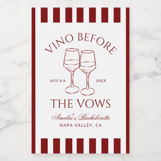 Vino voor het Bachelorette Weekend Wijn Etiket (Enkel label)
