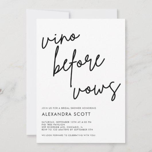 Vino voor het minimalistische moderne Vrijgezellen Kaart (Voorkant)