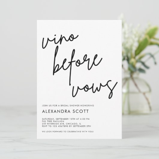 Vino voor het minimalistische moderne Vrijgezellen Kaart (Staand voorkant)