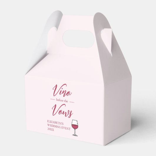 Vino voor het Vrijgezellenfeest Vows/Bachelorette Bedankdoosjes (Voorkant Zijde)