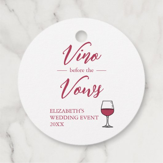Vino voor het Vrijgezellenfeest Vows/Bachelorette Bedankjes Labels (Achterkant)
