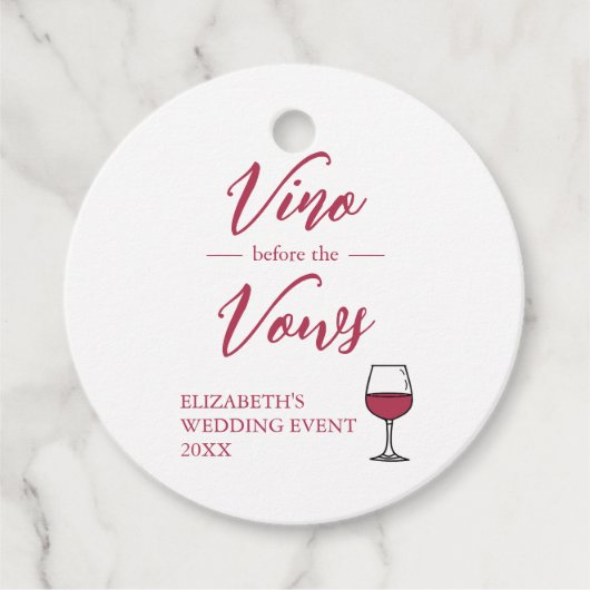 Vino voor het Vrijgezellenfeest Vows/Bachelorette Bedankjes Labels (Voorkant)