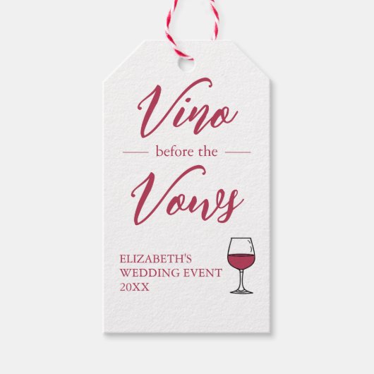 Vino voor het Vrijgezellenfeest Vows/Bachelorette Cadeaulabel (Voorkant)