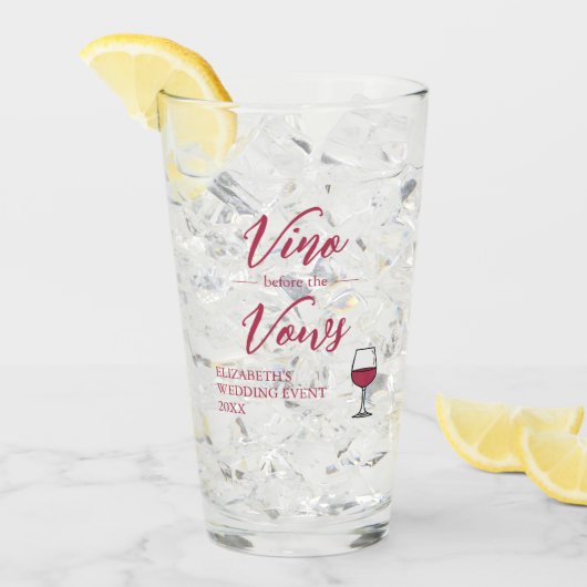 Vino voor het Vrijgezellenfeest Vows/Bachelorette Glas (Voorkant ijs)