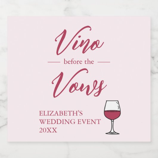 Vino voor het Vrijgezellenfeest Vows/Bachelorette Likeurfles Etiket (Enkel label)