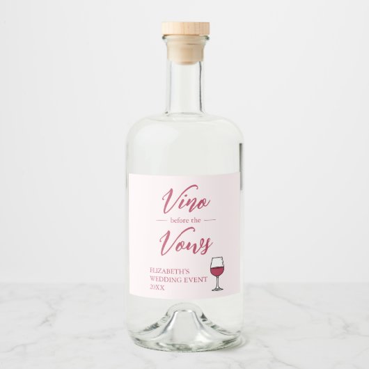 Vino voor het Vrijgezellenfeest Vows/Bachelorette Likeurfles Etiket (Voorkant)