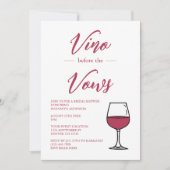 Vino voor het Vrijgezellenfeest Vows Kaart (Voorkant)