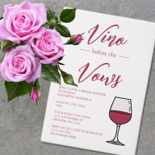 Vino voor het Vrijgezellenfeest Vows Vellum Uitnodigingen