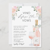 Vino Voor Roos Vows Bridal Shower Uitnodiging (Voorkant)