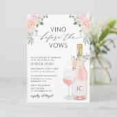 Vino Voor Roos Vows Bridal Shower Uitnodiging (Staand voorkant)