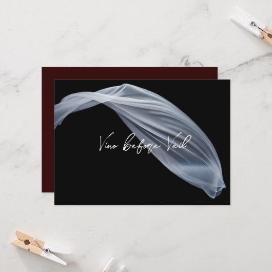 Vino voor Veil Red Wine Bachelorette Party Kaart (Voorkant / Achterkant in situ)