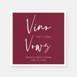 Vino voor Vows Burgundy Red Bachelorette Bridal Servet