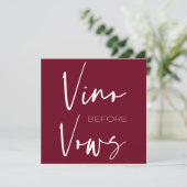 Vino voor Vows Burgundy Red Wine Tasting Bridal Kaart (Staand voorkant)