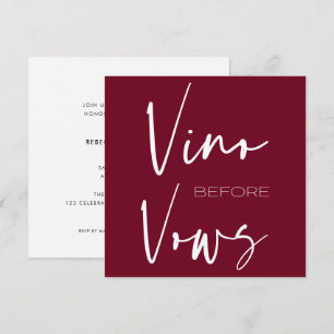 Vino voor Vows Burgundy Red Wine Tasting Bridal Kaart