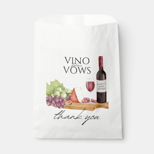 Vino voor Vows Charcuterie Vrijgezellenfeest Bedankzakje (Voorkant)