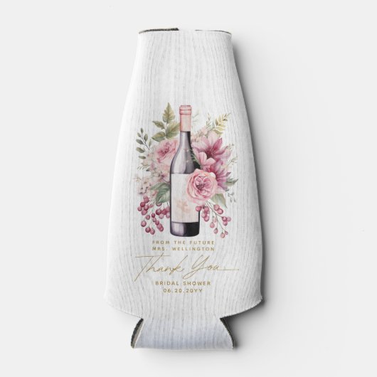Vino voor Vows Elegant Vrijgezellenfeest Koozie (Voorkant)