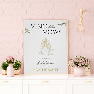 Vino voor Vows Floral Vrijgezellenfeest Welkomstte Poster